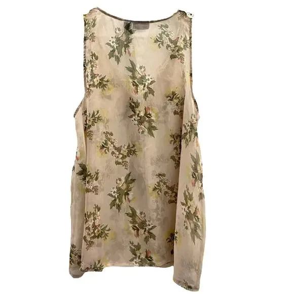 Rue21 Women’s Size Medium Tank Top Pink Floral Print Semi-Sheer Lace Yoke​ - Picture 4 of 4